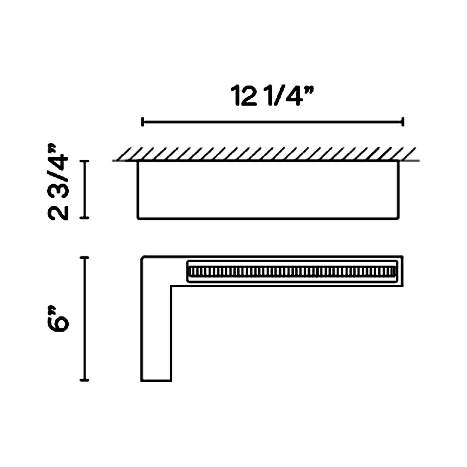 Offset LED Angular Linear High Comfort Flush Mount Ceiling Light - line drawing.