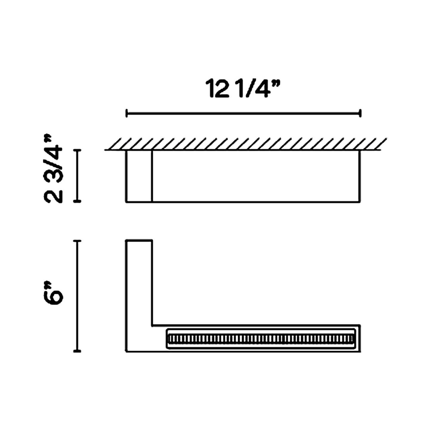 Offset LED Angular Linear High Comfort Flush Mount Ceiling Light - line drawing.