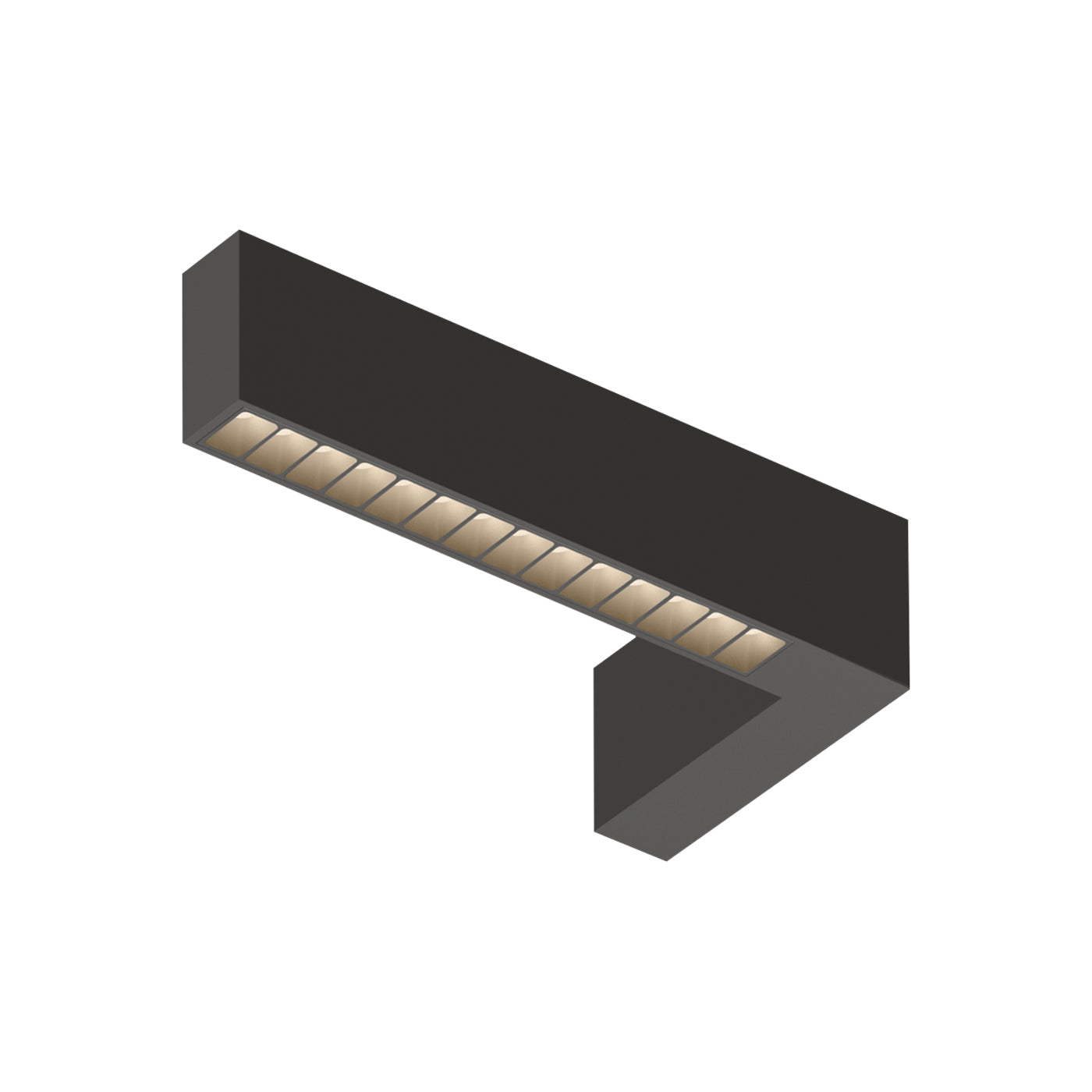 Offset LED Angular Linear High Efficiency Flush Mount Ceiling Light in Black (Model 1747).