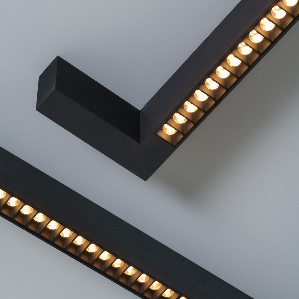 Offset LED Angular Linear High Efficiency Flush Mount Ceiling Light in Detail.