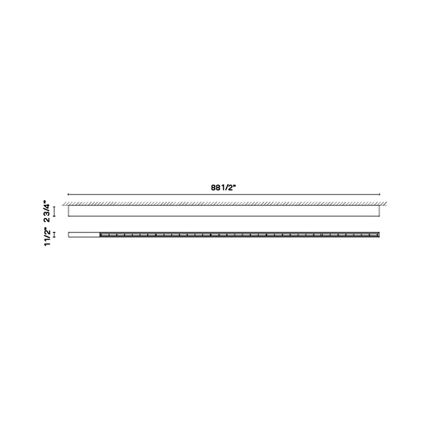 Offset LED Linear Flush Mount Ceiling Light - line drawing.