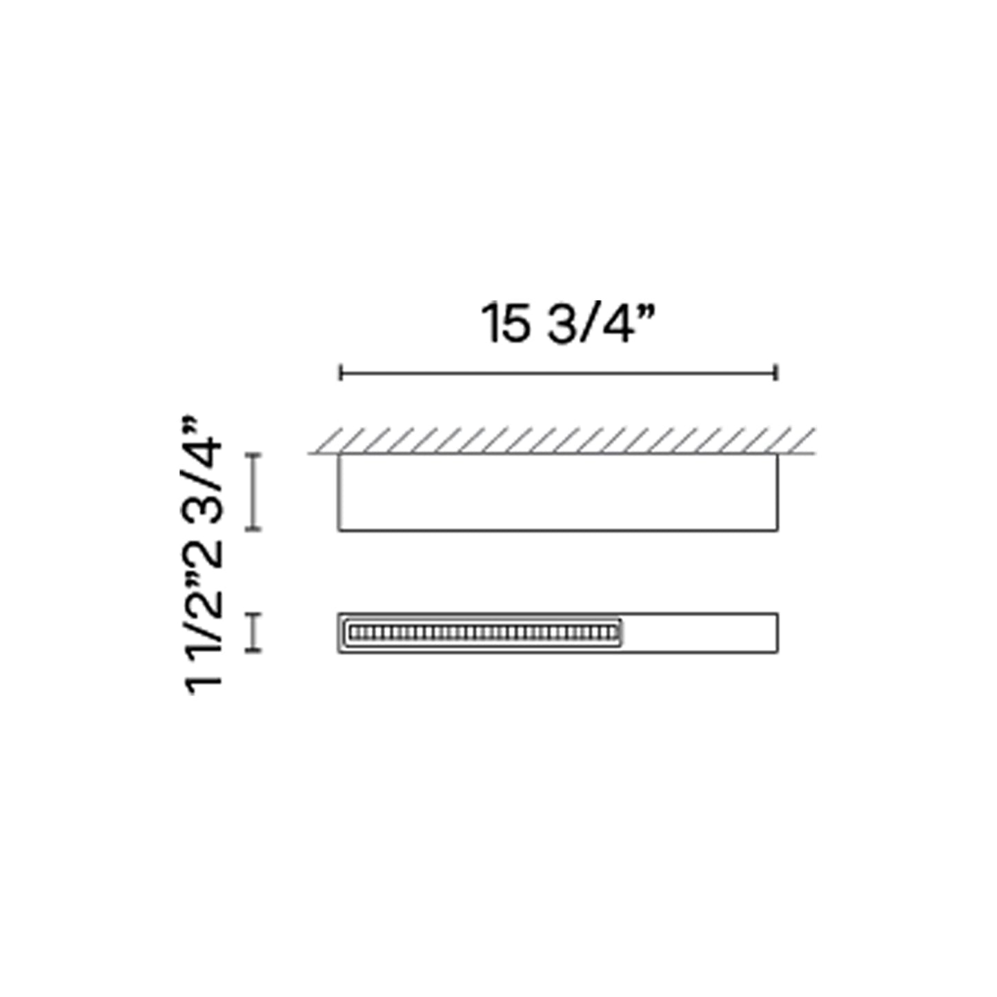 Offset LED Linear High Comfort Flush Mount Ceiling Light - line drawing.