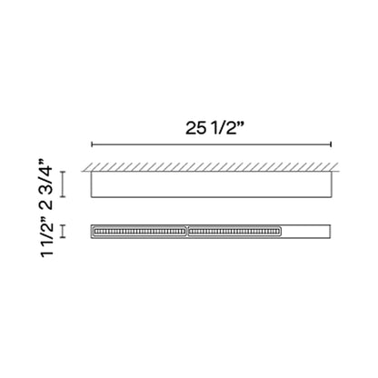 Offset LED Linear High Comfort Flush Mount Ceiling Light - line drawing.