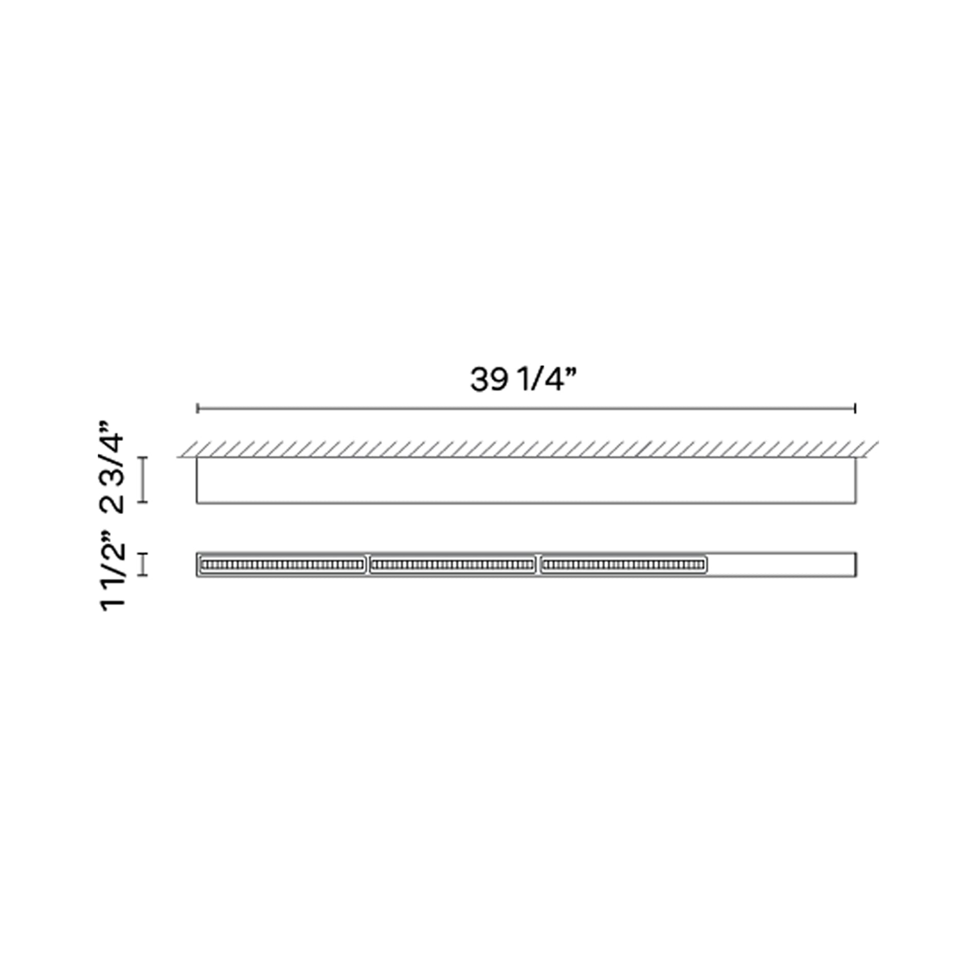 Offset LED Linear High Comfort Flush Mount Ceiling Light - line drawing.