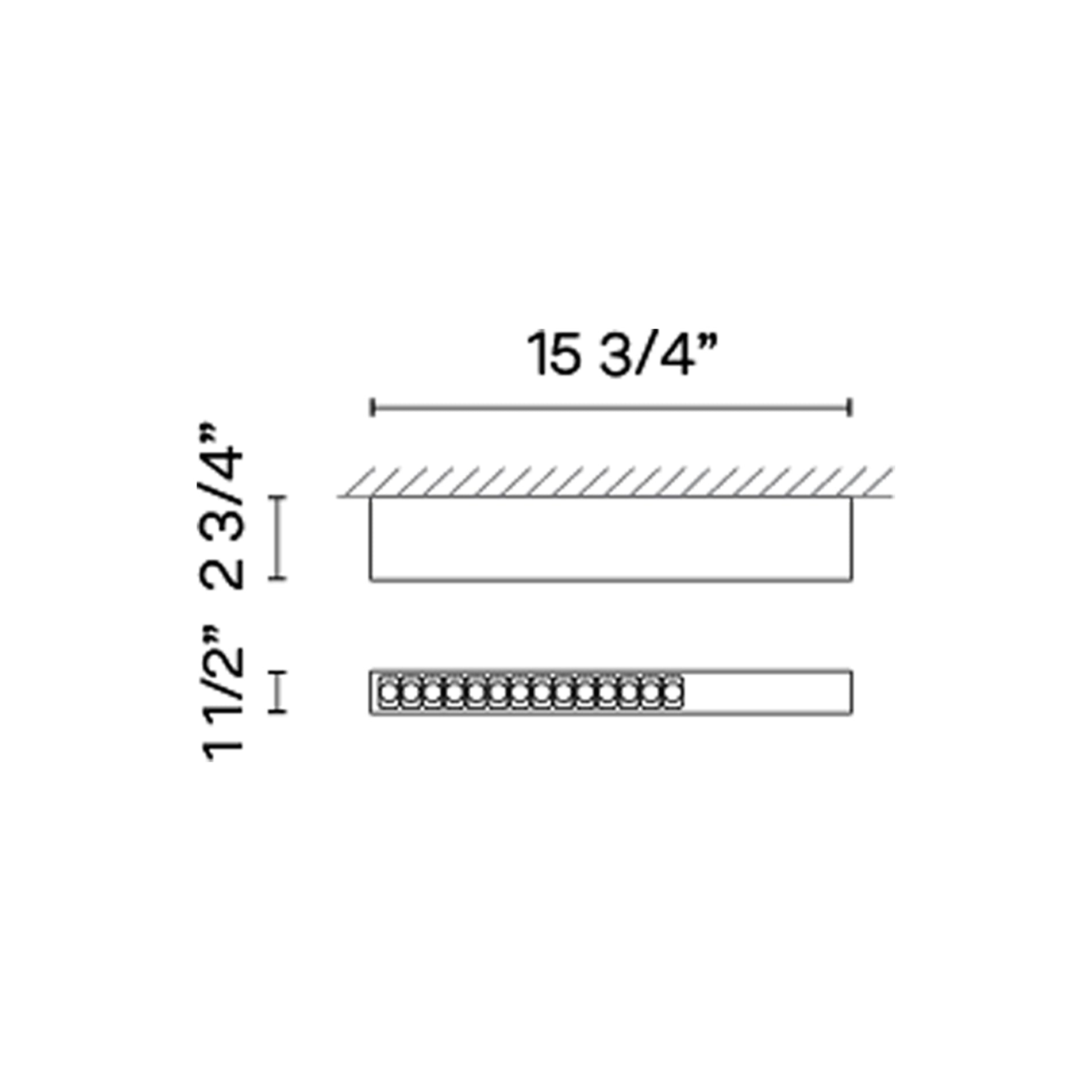 Offset LED Linear High Efficiency Flush Mount Ceiling Light - line drawing.