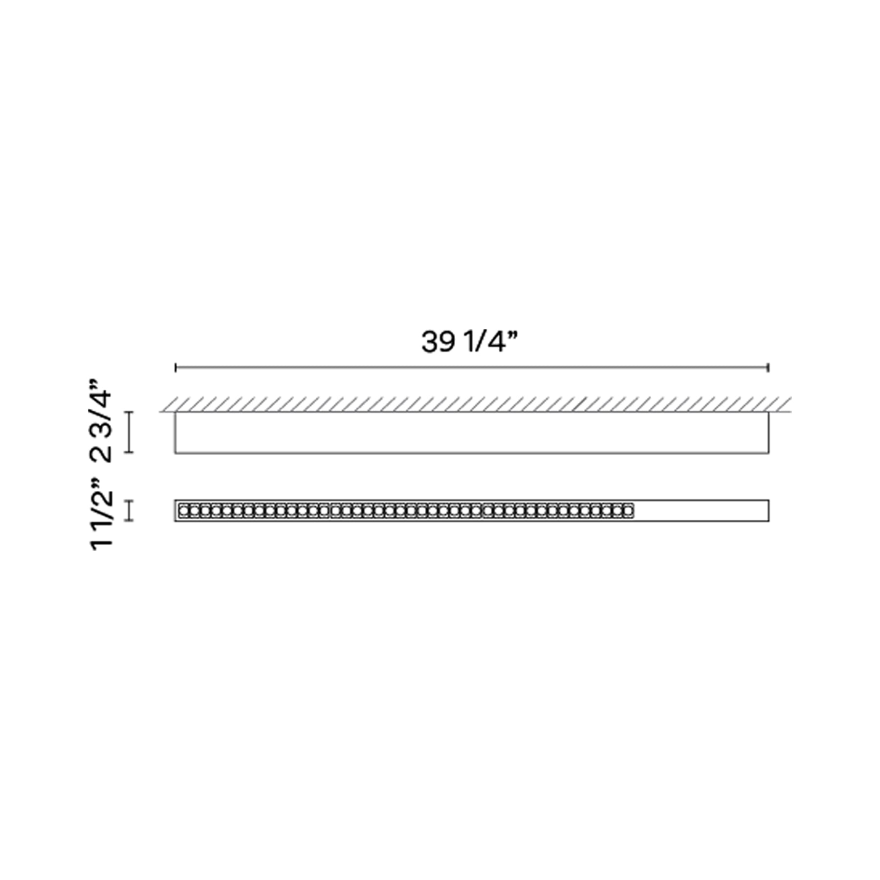 Offset LED Linear High Efficiency Flush Mount Ceiling Light - line drawing.