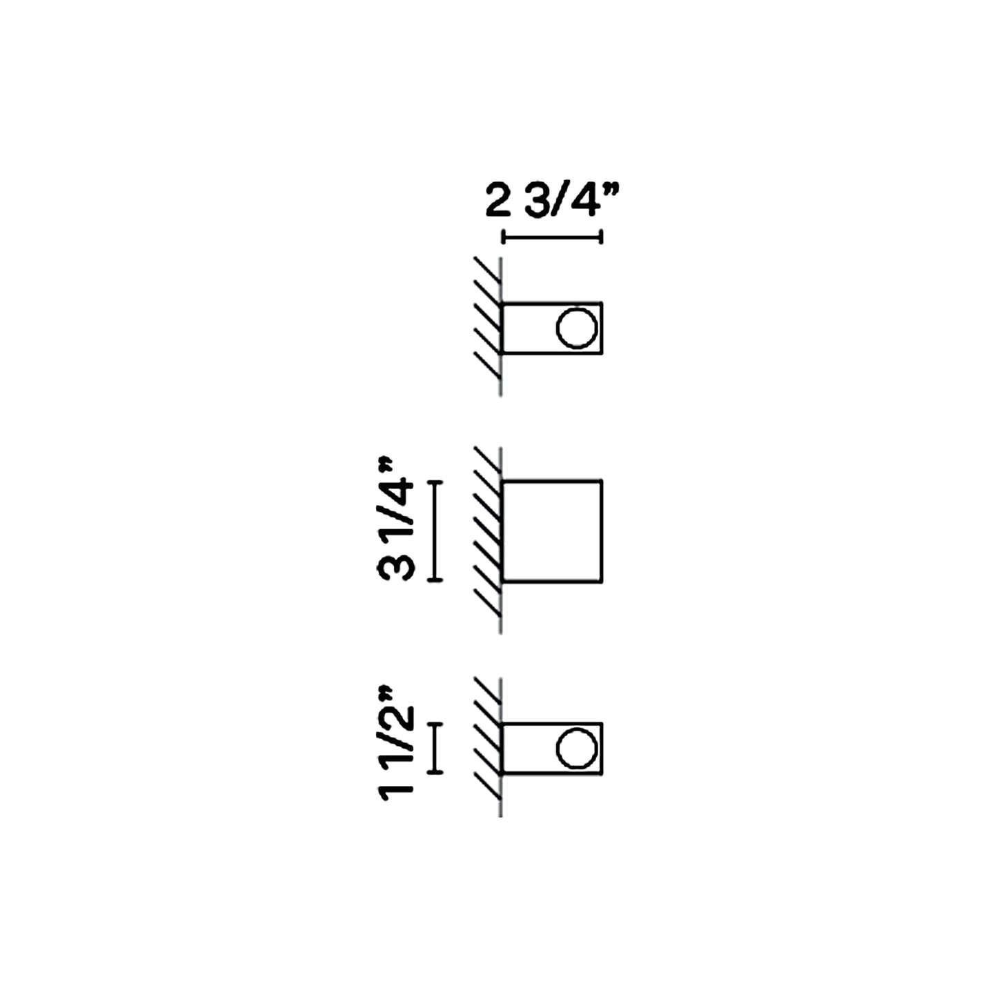 Offset LED Wall Light - line drawing.