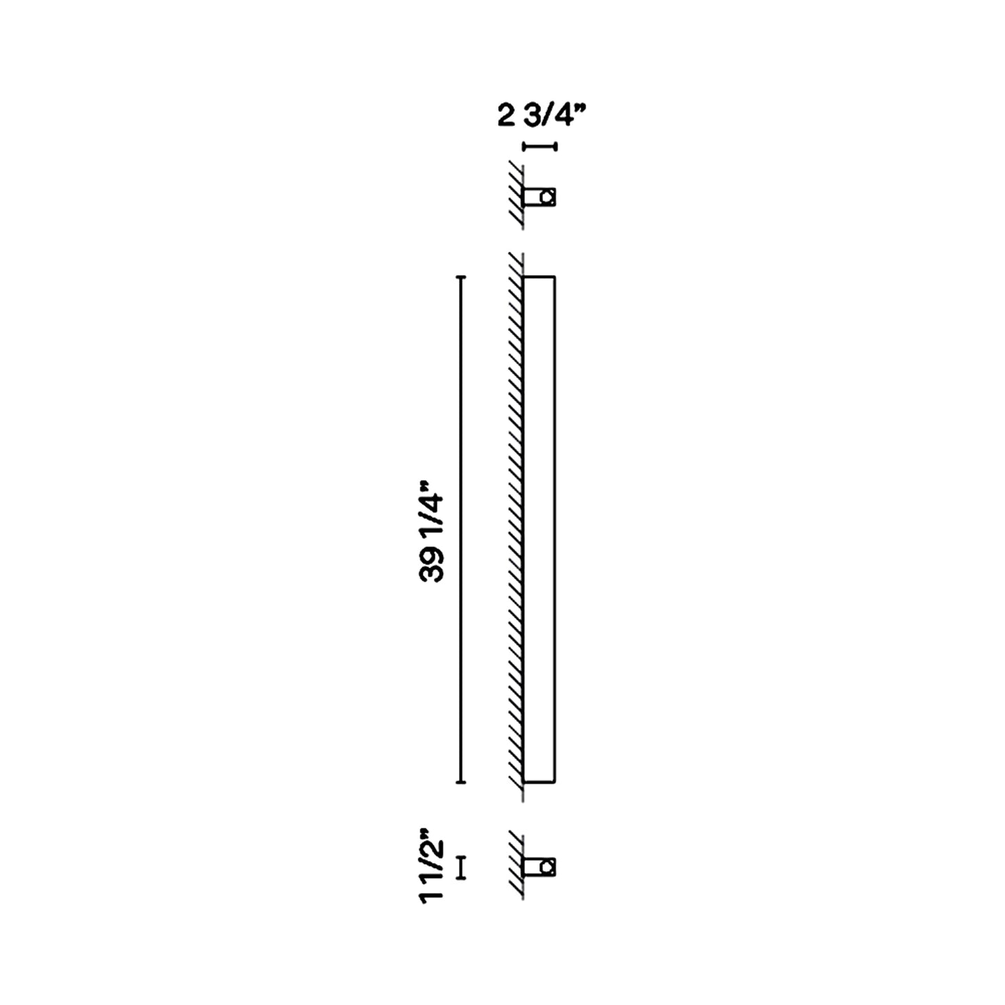 Offset LED Wall Light - line drawing.
