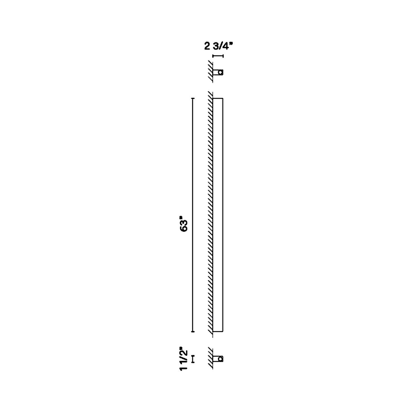 Offset LED Wall Light - line drawing.