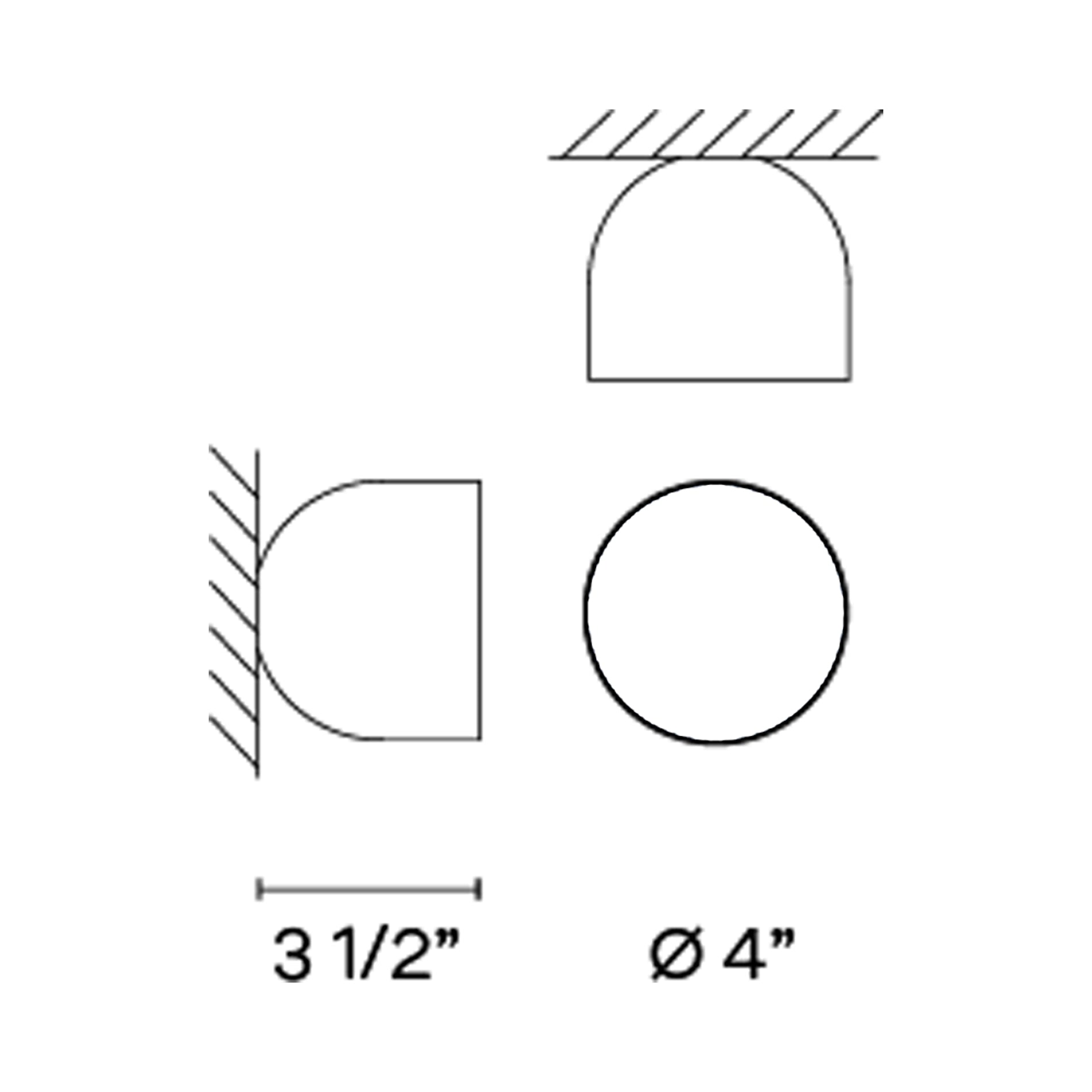Plusminus Solo LED Ceiling / Wall Light - line drawing.