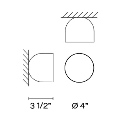 Plusminus Solo LED Ceiling / Wall Light - line drawing.