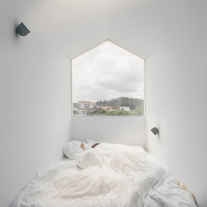 Plusminus Solo LED Flat Ceiling / Wall Light in bedroom.