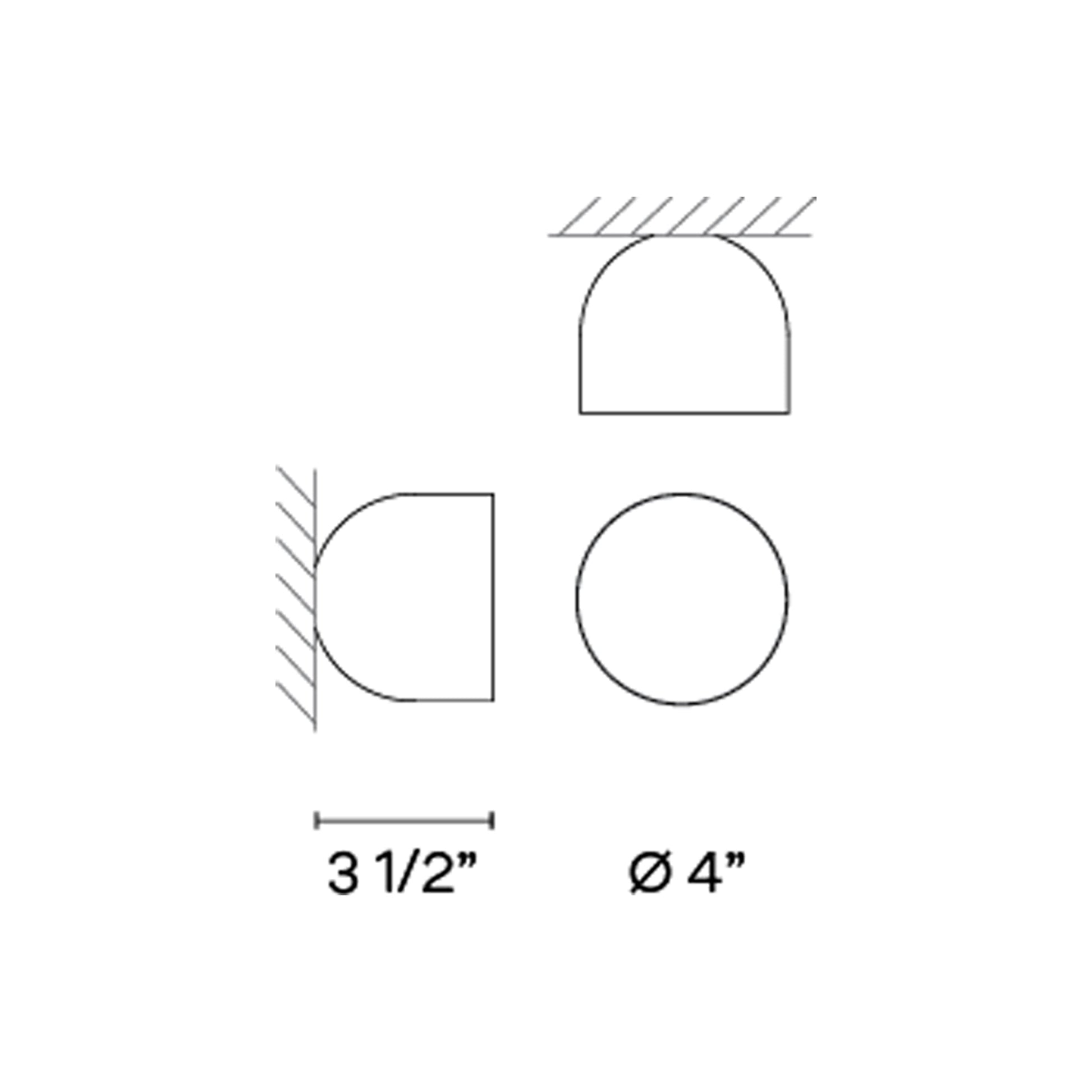 Plusminus Solo LED Flat Ceiling / Wall Light - line drawing.