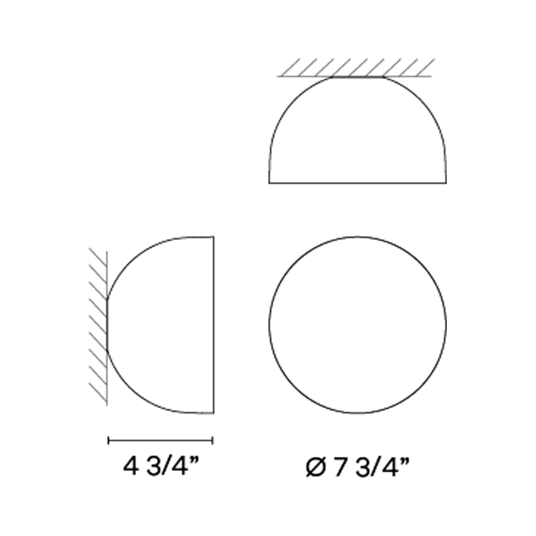 Plusminus Solo LED Flat Ceiling / Wall Light - line drawing.