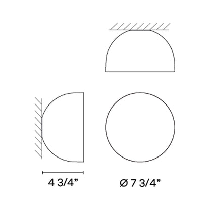 Plusminus Solo LED Flat Ceiling / Wall Light - line drawing.