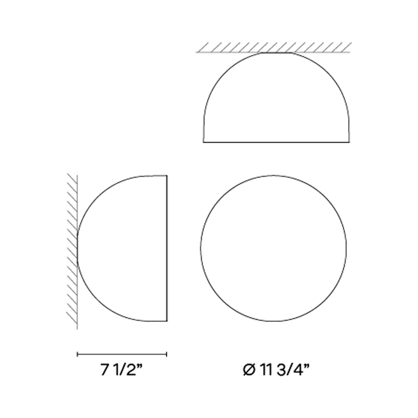 Plusminus Solo LED Flat Ceiling / Wall Light - line drawing.