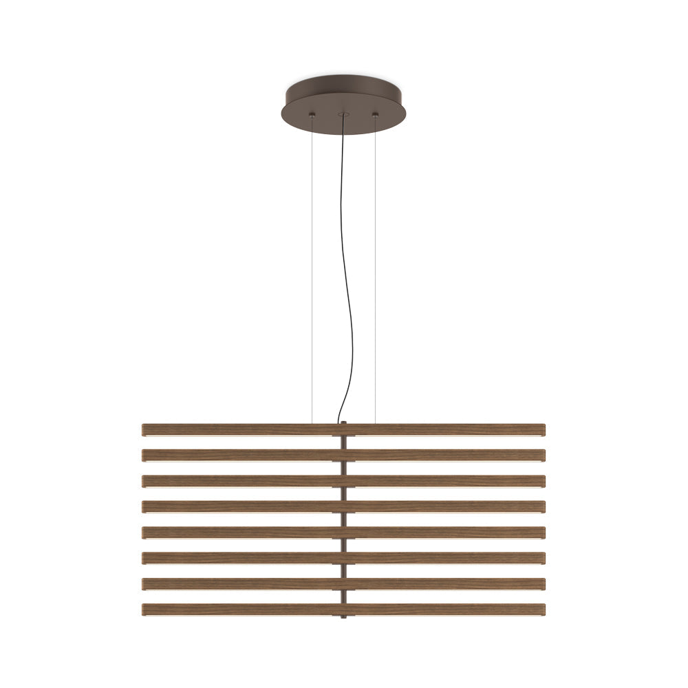 Rhythm Wood Vertical LED Downlight Pendant Light in American Walnut.