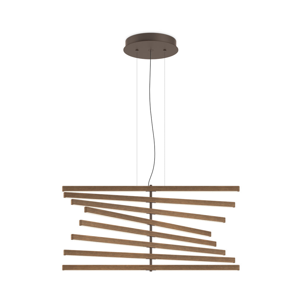 Rhythm Wood Vertical LED Downlight Pendant Light in Detail.