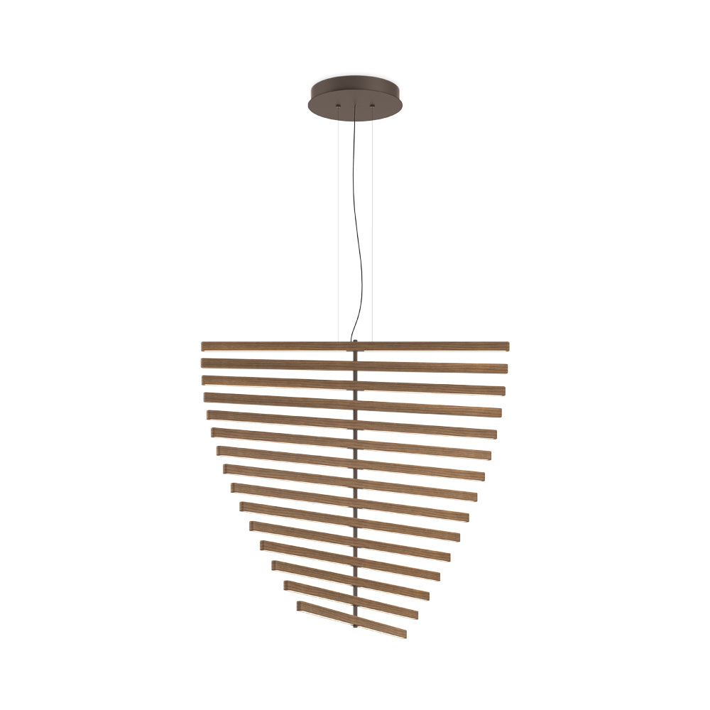 Rhythm Wood Vertical LED Pendant Light in Detail.