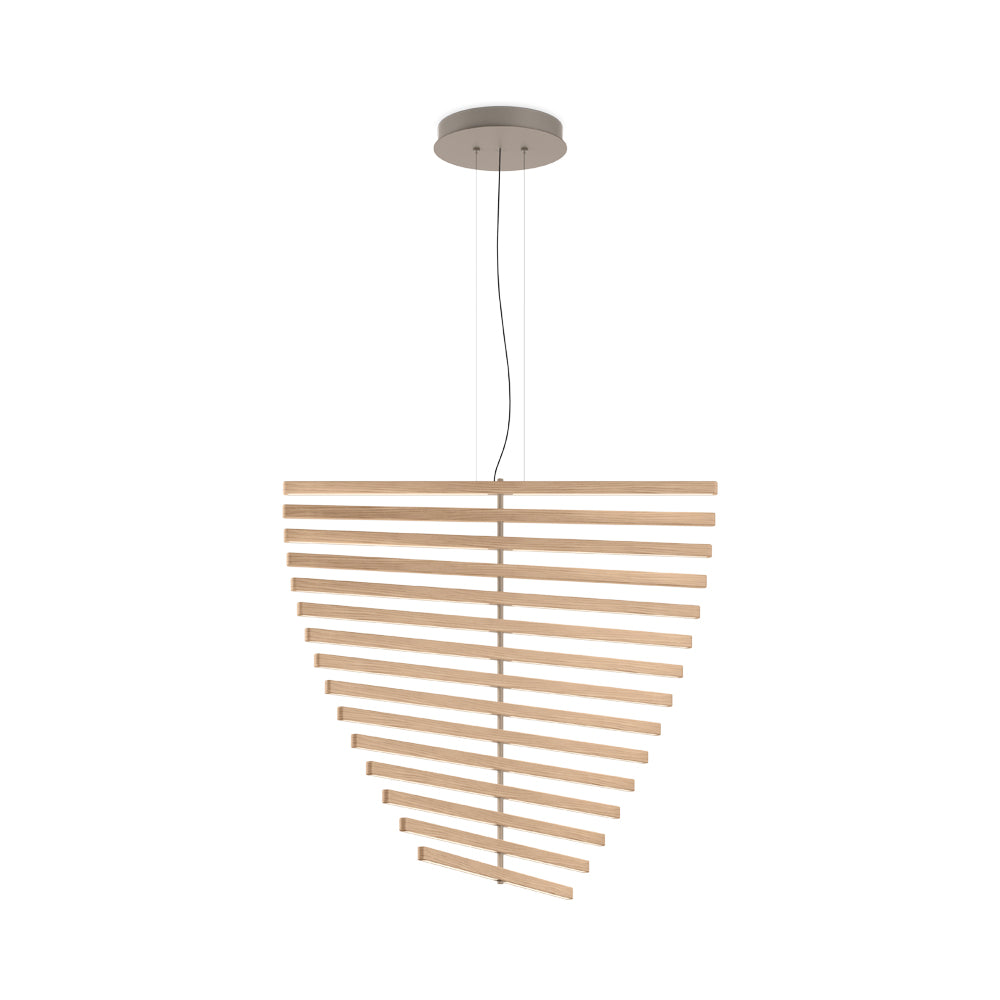 Rhythm Wood Vertical LED Pendant Light in Detail.