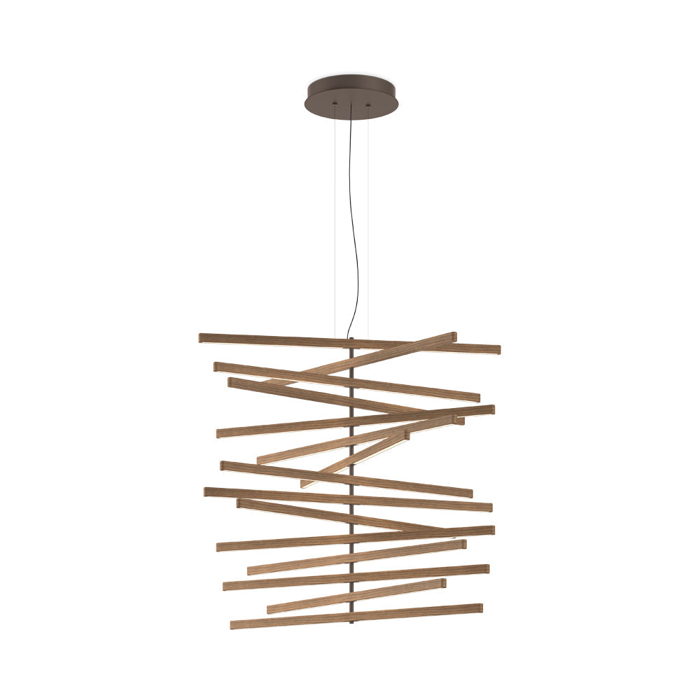 Rhythm Wood Vertical LED Pendant Light in Detail.