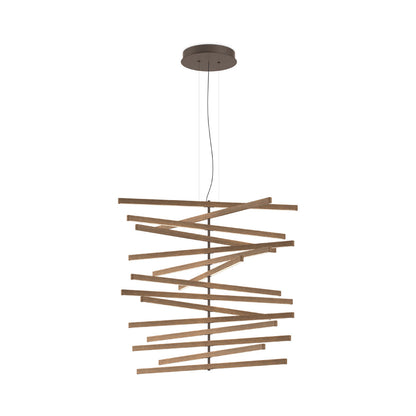 Rhythm Wood Vertical LED Pendant Light in Detail.