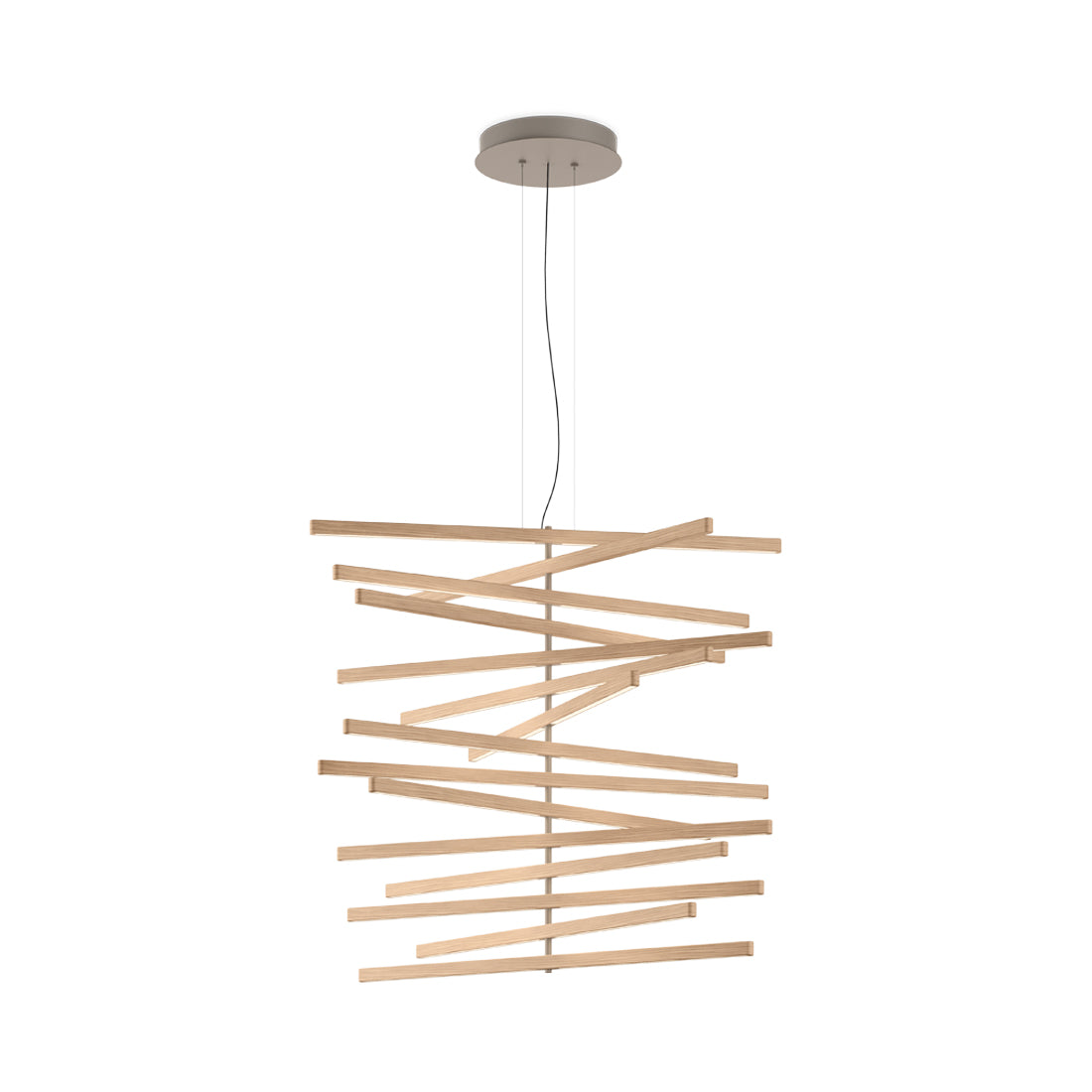 Rhythm Wood Vertical LED Pendant Light in Detail.