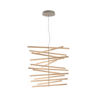 Rhythm Wood Vertical LED Pendant Light in Detail.