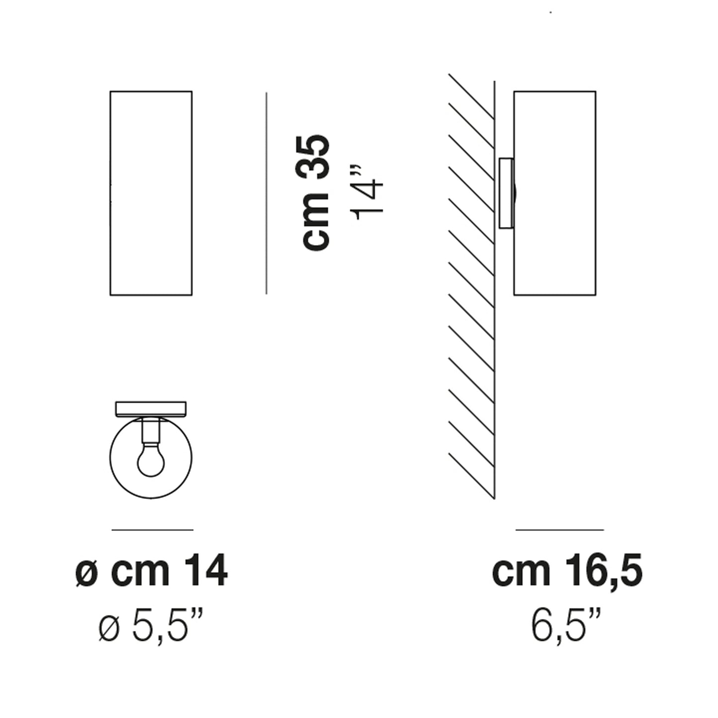 Armonia Wall Light - line drawing.