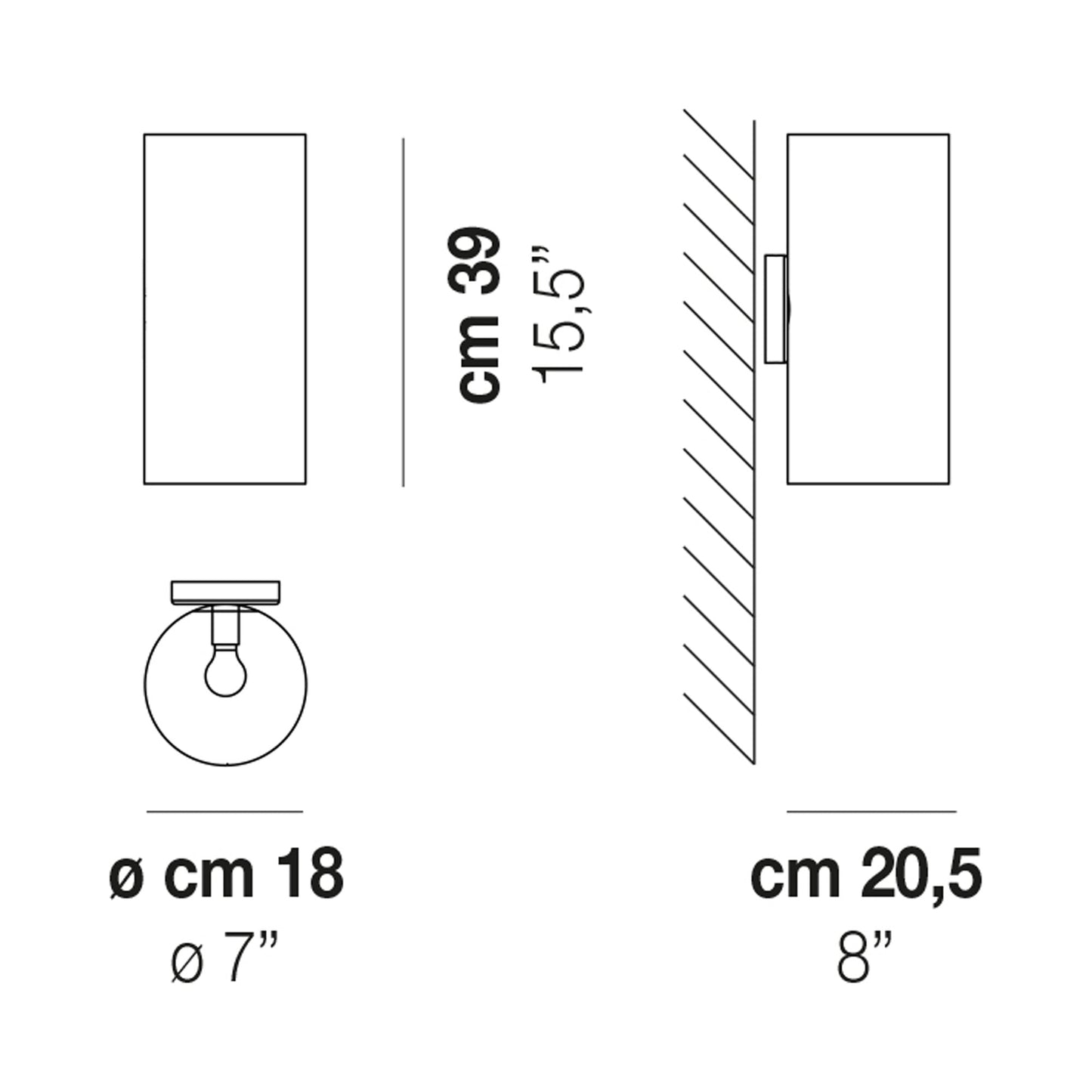 Armonia Wall Light - line drawing.