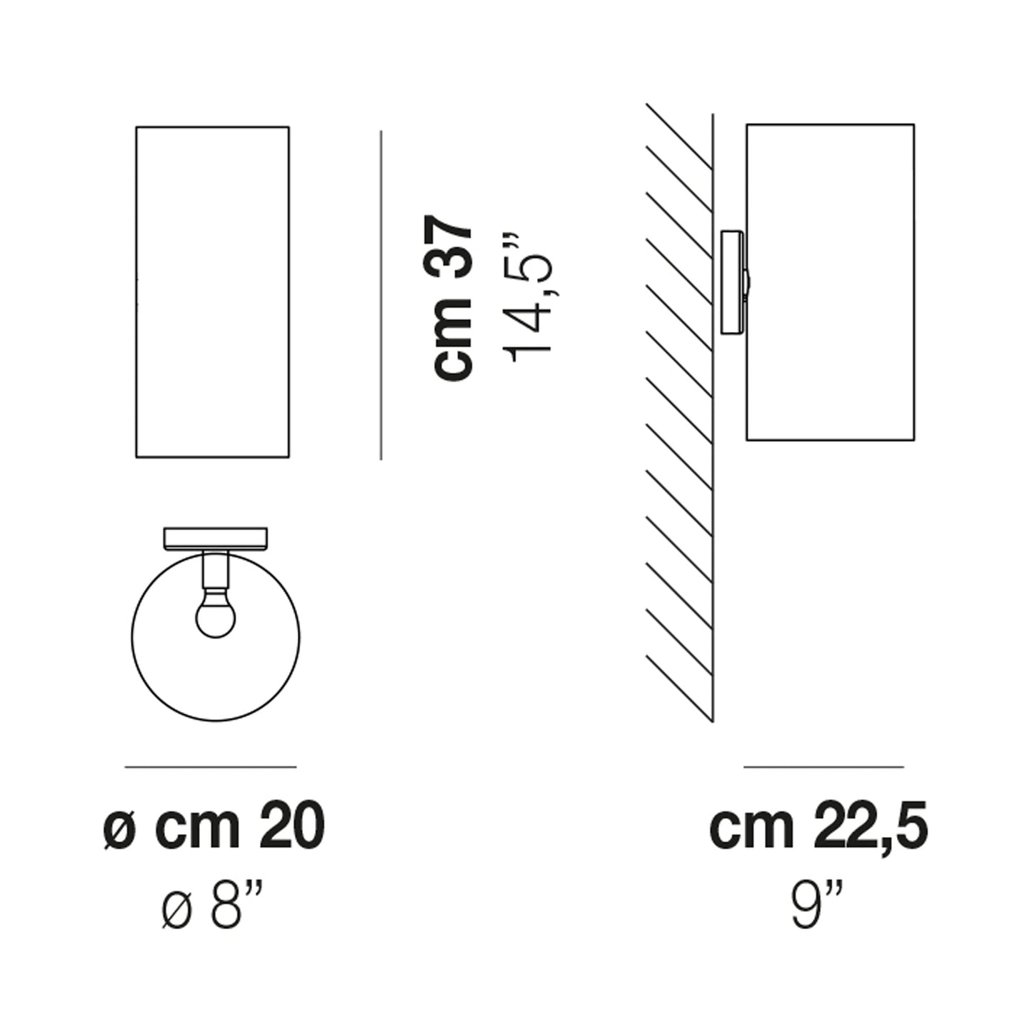 Armonia Wall Light - line drawing.