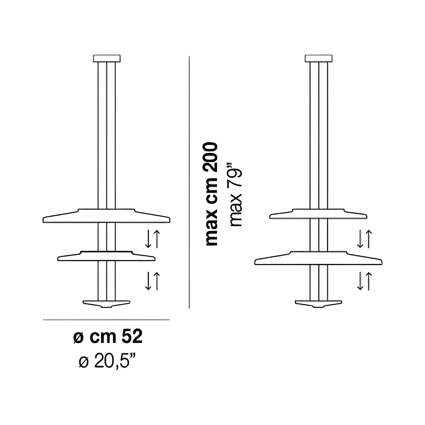 Dione SP2 LED Pendant Light - line drawing.