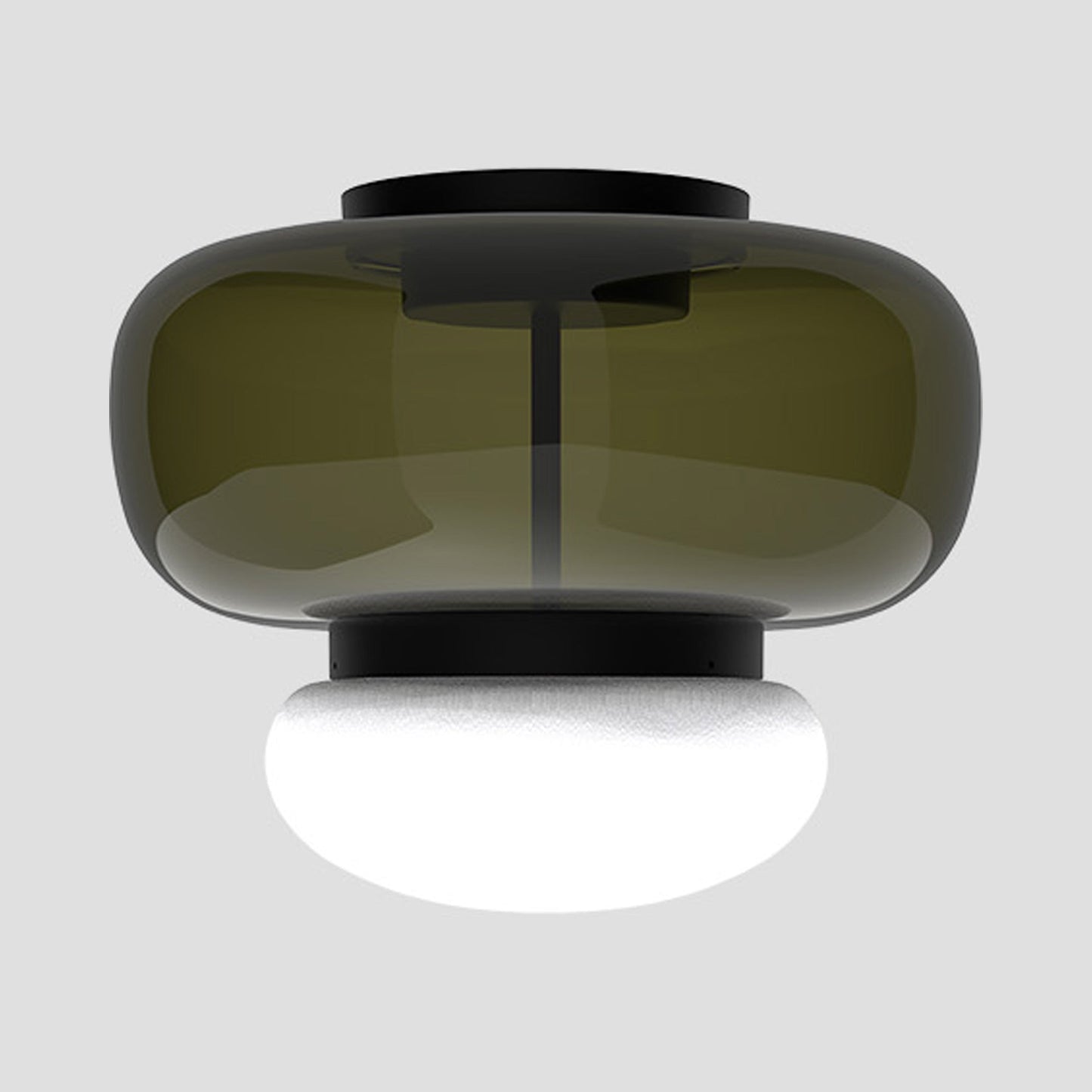 Faro LED Flush Mount Ceiling Light in Matt Black 2/Old Green White (11.5-Inch).