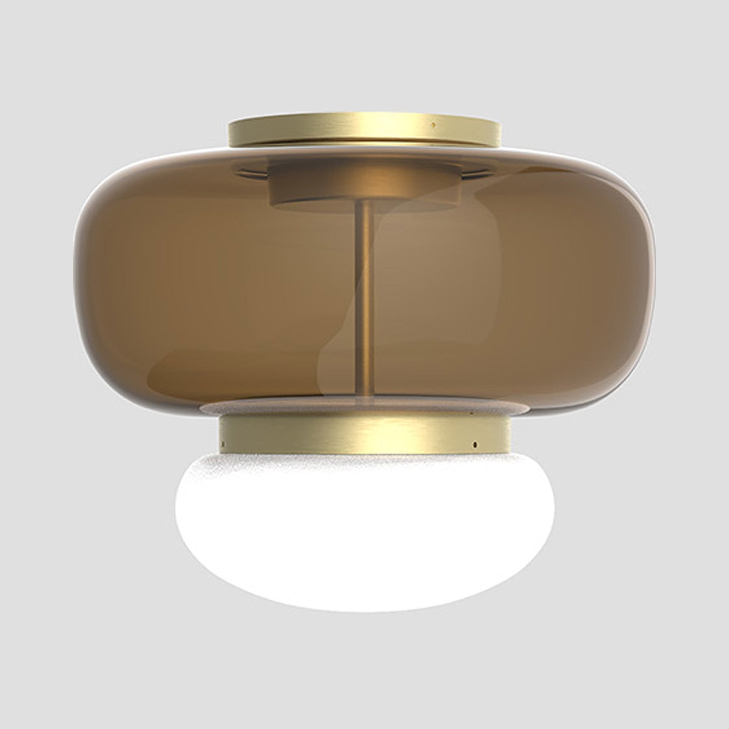 Faro LED Flush Mount Ceiling Light in Painted Brass/Burned Earth White (11.5-Inch).