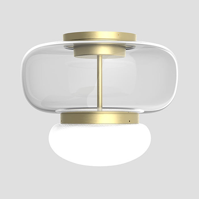 Faro LED Flush Mount Ceiling Light in Painted Brass/Crystal White (11.5-Inch).