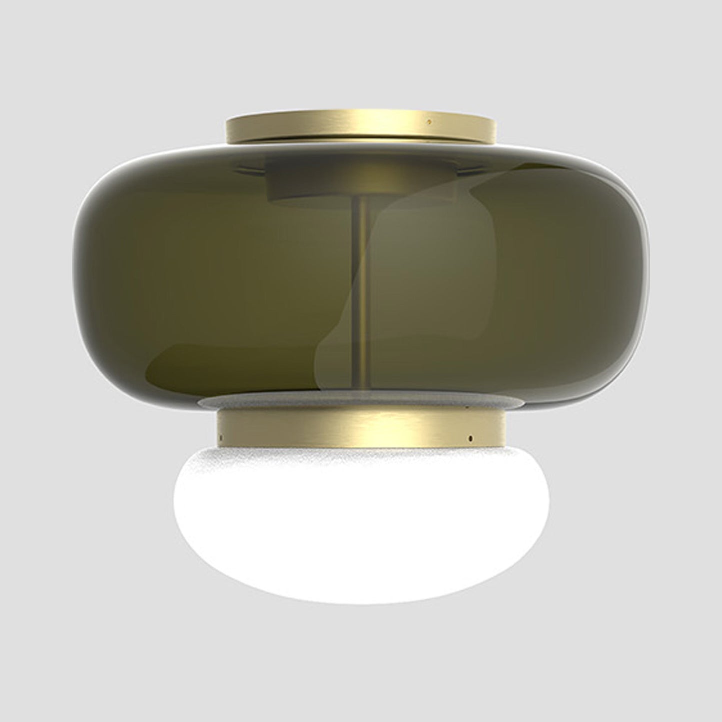 Faro LED Flush Mount Ceiling Light in Painted Brass/Old Green White (11.5-Inch).