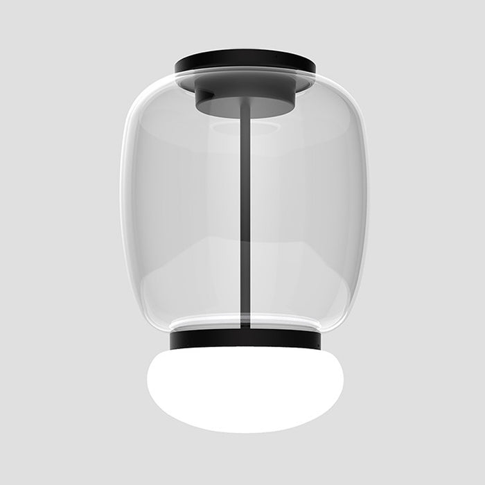 Faro LED Flush Mount Ceiling Light in Matt Black 2/Crystal White (16.5-Inch).