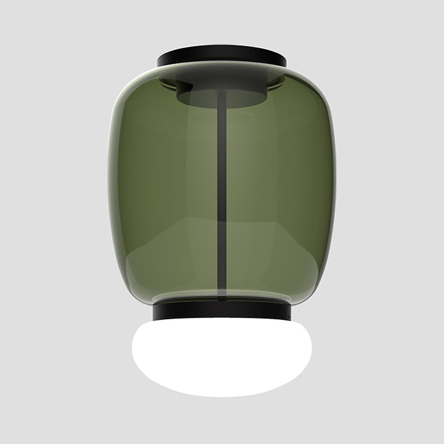 Faro LED Flush Mount Ceiling Light in Matt Black 2/Old Green White (16.5-Inch).