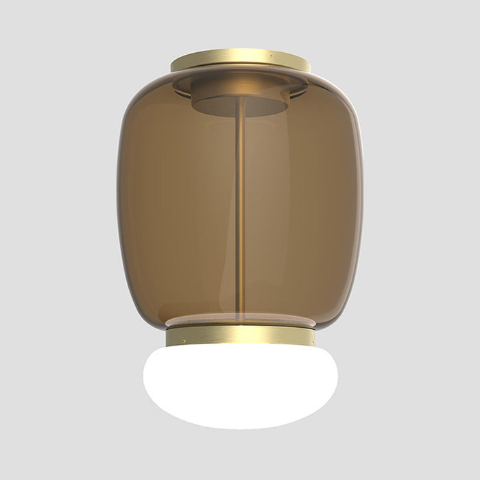 Faro LED Flush Mount Ceiling Light in Painted Brass/Burned Earth White (16.5-Inch).