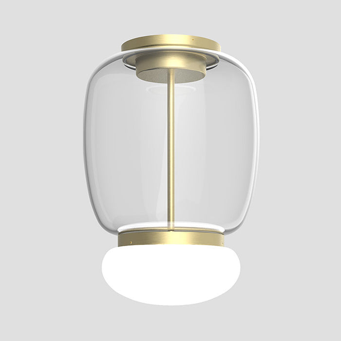 Faro LED Flush Mount Ceiling Light in Painted Brass/Crystal White (16.5-Inch).