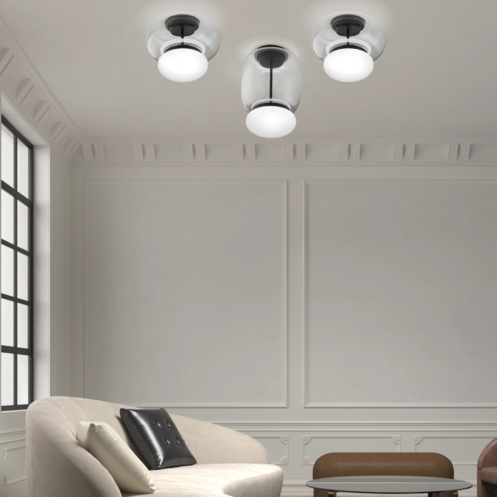 Faro LED Flush Mount Ceiling Light in living room.