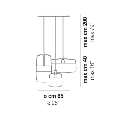 Futura Multi Light Pendant Light - line drawing.