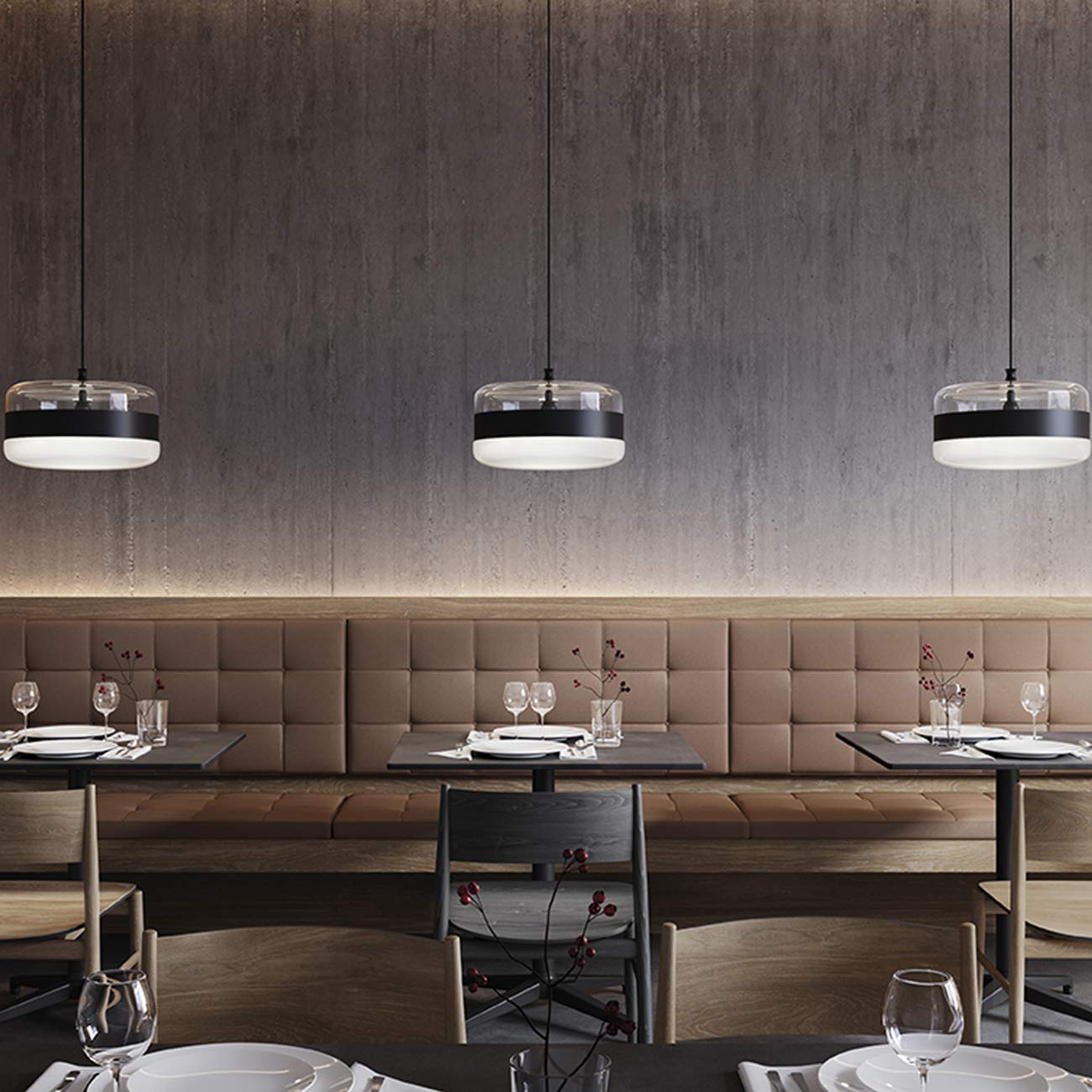 Futura Pendant Light in restaurant.