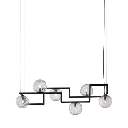 Globose Pendant Light in Matt Black/Crystal (6-Light).