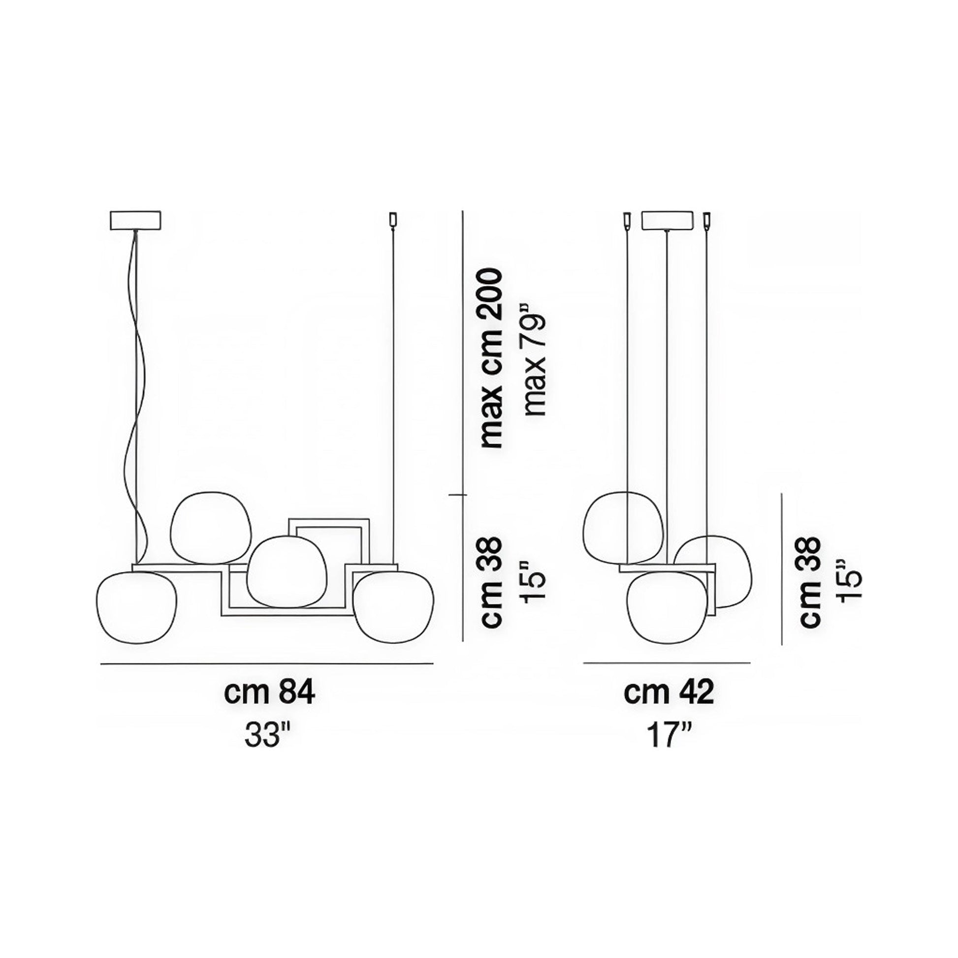 Globose Pendant Light - line drawing.
