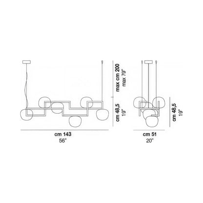 Globose Pendant Light - line drawing.
