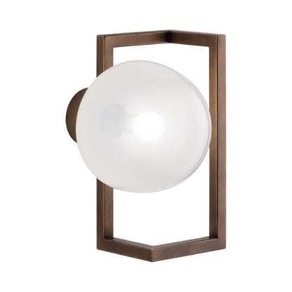 Globose Wall Light in Matt Bronze/White.