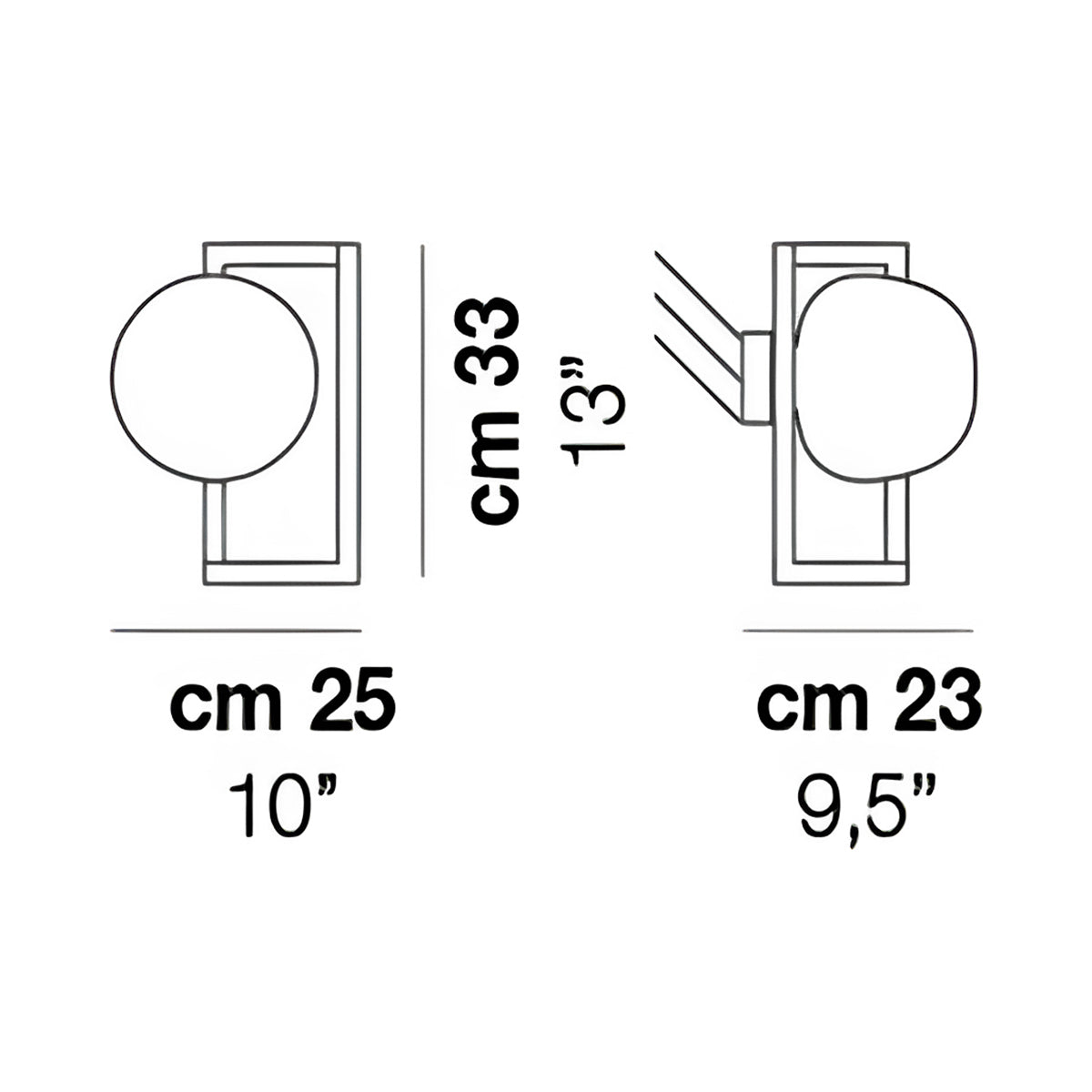 Globose Wall Light - line drawing.
