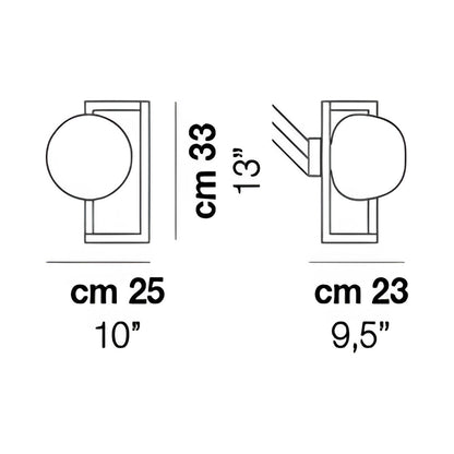 Globose Wall Light - line drawing.