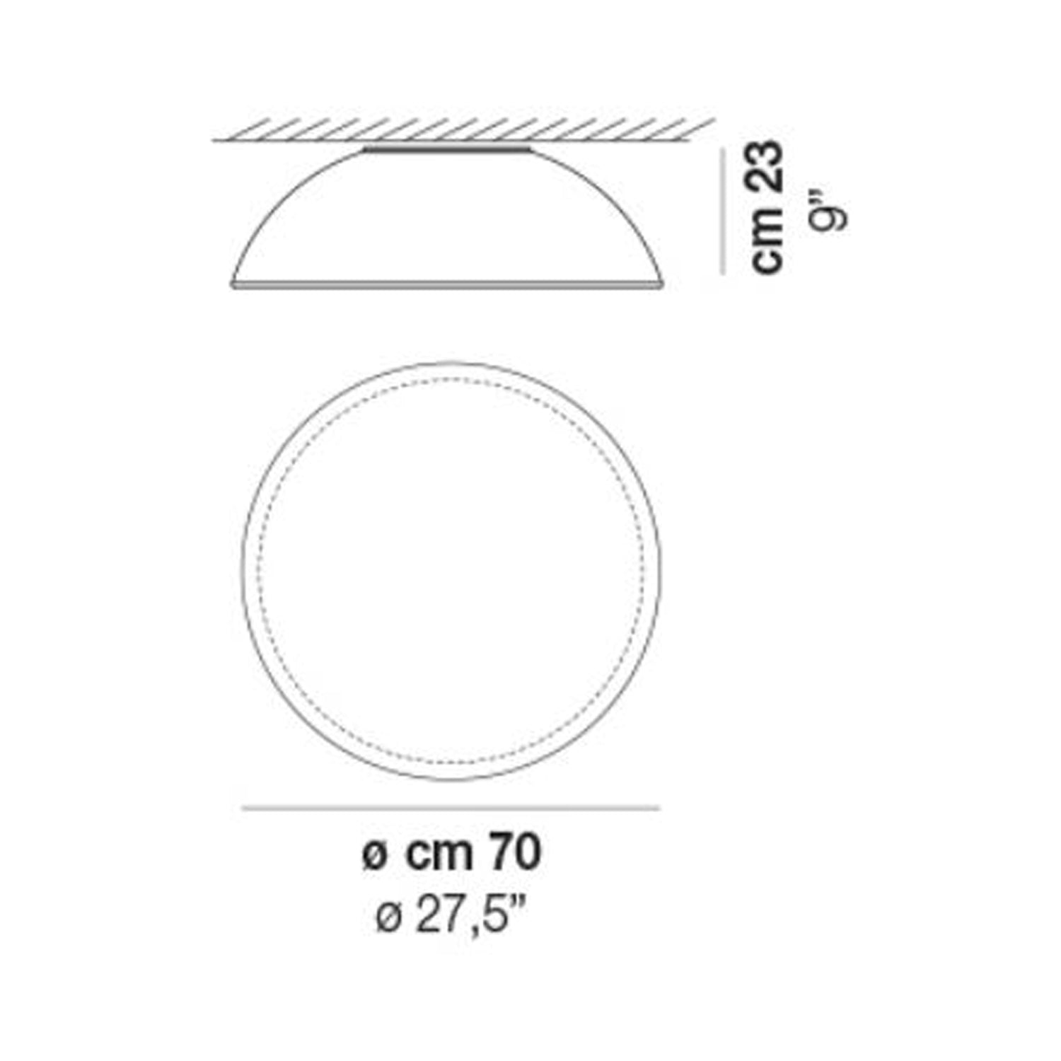 Infinita Flush Mount Ceiling Light - line drawing.